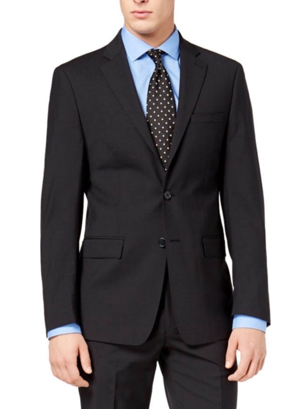 Calvin Klein Men's Slim Fit Two-Button Jacket Blazer Size 48R Black Wool Preppy